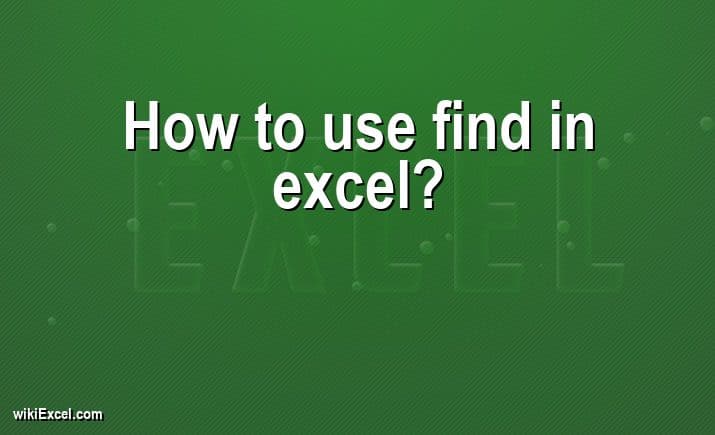 How to use find in excel?