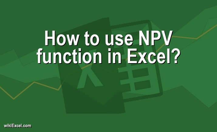 How to use NPV function in Excel?
